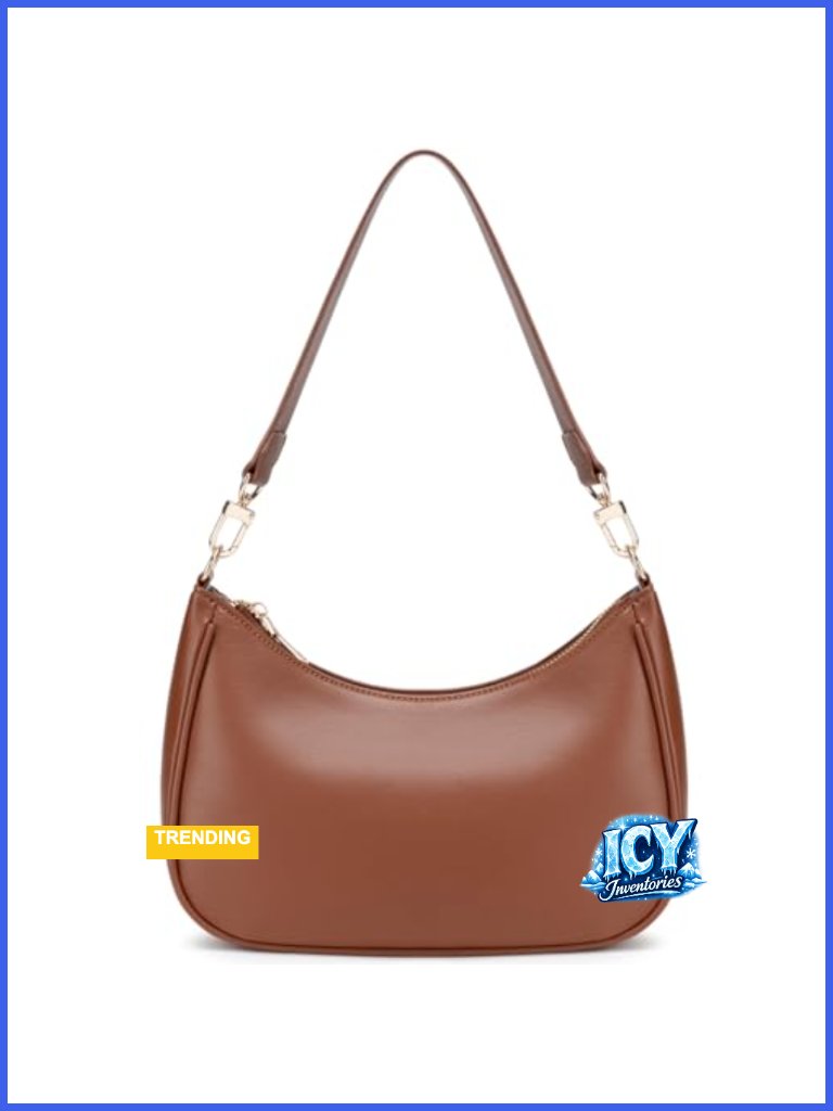 Pu Leather Hobo Shoulder Handbag Tote Purse With Zipper Closure